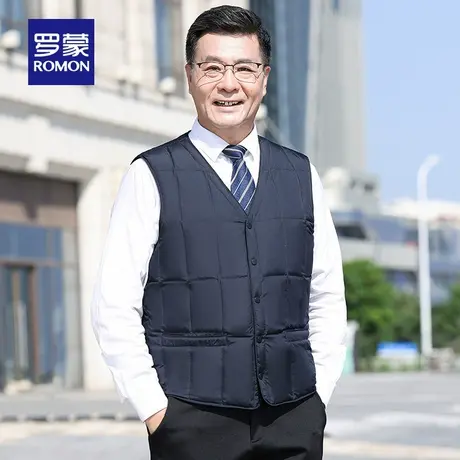 罗蒙男士中老年短款羽绒马甲2025冬季新款舒适内搭保暖背心爸爸装图片
