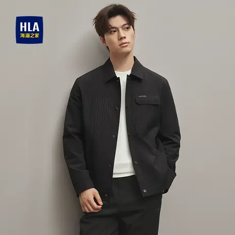 HLA/海澜之家国民臻品休闲夹克25秋新款翻领挺括不对称胸袋外套男图片