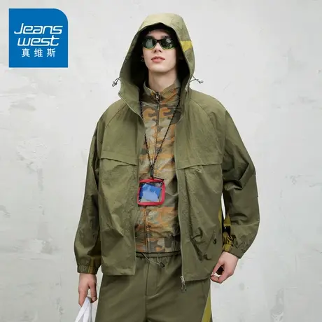 N5真维斯外套男2025新款秋季美式潮牌户外连帽上衣男士春秋装夹克图片