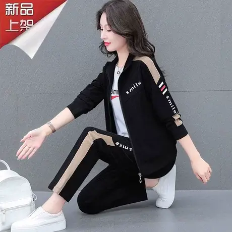 恋上17号女士运动服套装灯芯绒2023年新款休闲妈妈秋装运动三件套图片