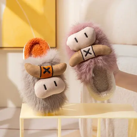 可爱棉拖鞋女秋冬季室内居家加绒2023新款包头保暖家用毛绒拖鞋女图片