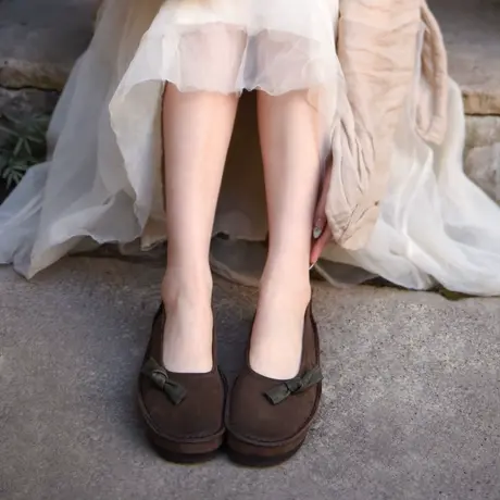 Artmu阿木原创复古文艺蝴蝶结浅口单鞋女平底一脚蹬女鞋2023新款商品大图