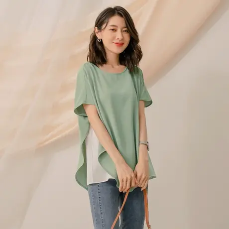 桔熊夏季通勤假两件套上衣女温柔气质凉爽宽松雪纺衫大码AB17158商品大图