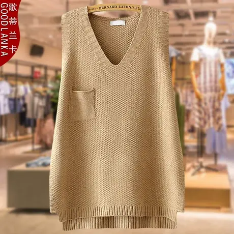 中老年女装针织背心坎肩外穿妈妈春装大码宽松中长款打底毛衣马甲商品大图