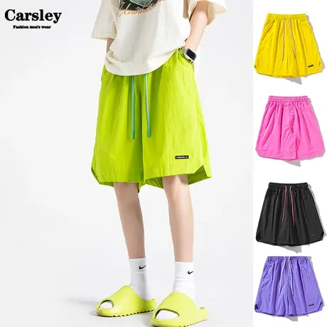 短裤男夏季潮牌潮流ins宽松小熊薄款外穿5五分裤帅气沙滩七分中裤商品大图