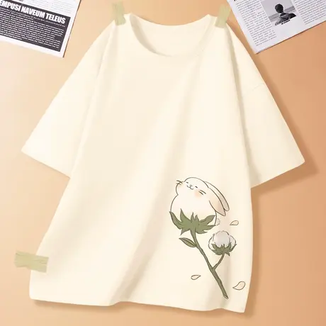 纯棉短袖t恤女2025新款爆款夏季学生独特上衣超好看洋气大码女装商品大图