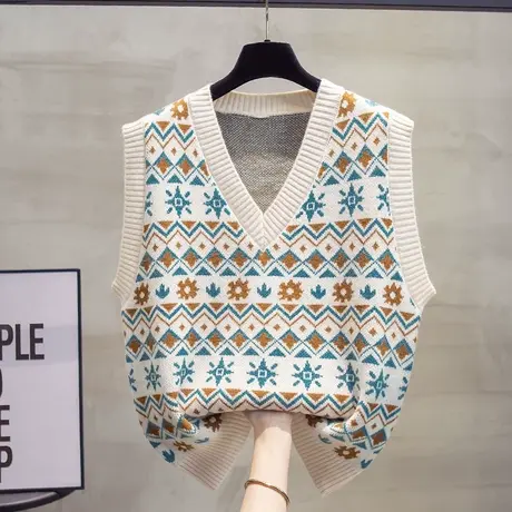 v领针织马甲背心女2023秋装新款宽松外穿马甲叠穿外搭毛衣坎肩潮商品大图