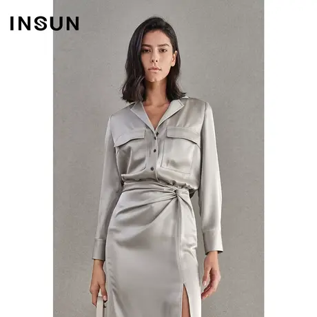 INSUN恩裳春季三醋酯纤维OL长袖衬衫图片