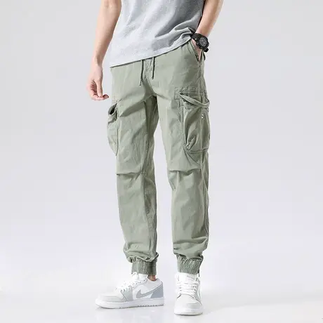 裤子男款夏季工装长裤男夏薄款工装裤纯色时尚男士裤子薄款潮流商品大图