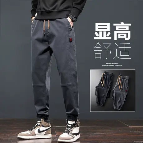 春季春秋款抽绳防撕裂工装休闲裤男士2024新款春装哈伦男裤子春天商品大图