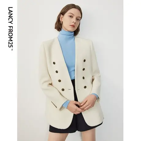 【会员专享】朗姿羊毛西装外套2023年冬季新款职业气质正装西服女商品大图