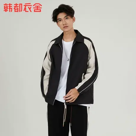 韩都衣舍2023秋冬新款男装上衣拼色宽松夹克外套NZZ0805商品大图
