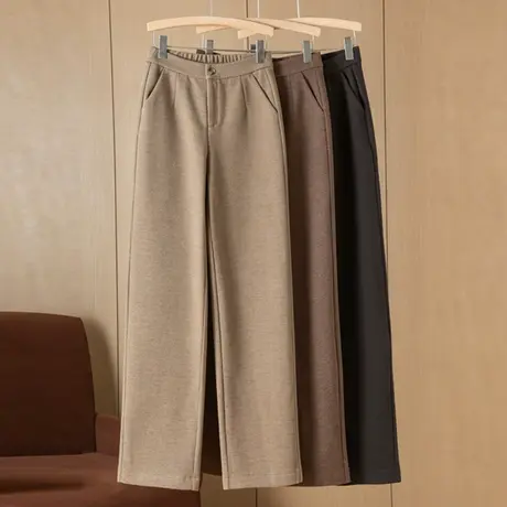 高腰毛呢直筒裤女2024新款秋冬加厚裤子冬季羊毛女裤休闲裤阔腿裤图片