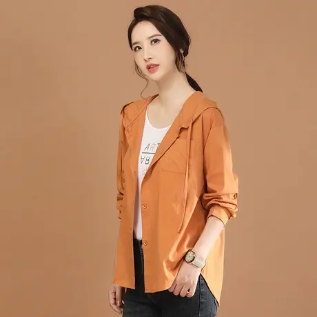 韩潮袭人宽松休闲连帽外套女2024春季新款百搭显瘦衬衫夹克上衣商品大图
