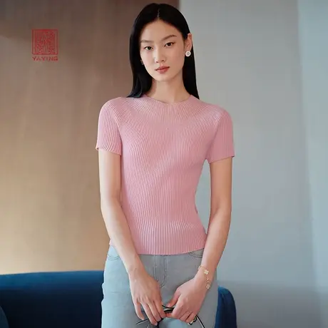 EP雅莹高端系列 醋酸修身圆领短袖针织星空衫 春夏商场同款9901A商品大图