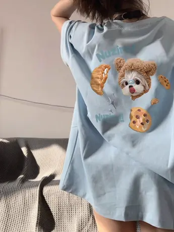 美式复古纯棉短袖t恤女夏季半袖潮牌ins设计感小众chic港味上衣服商品大图