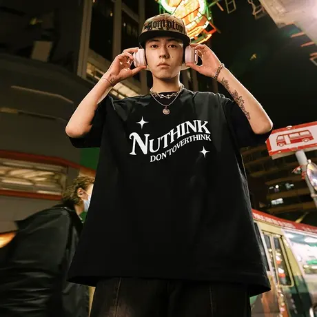 Nuthink美式高街国潮字母短袖T恤男潮牌大码半袖潮流宽松夏季男款商品大图
