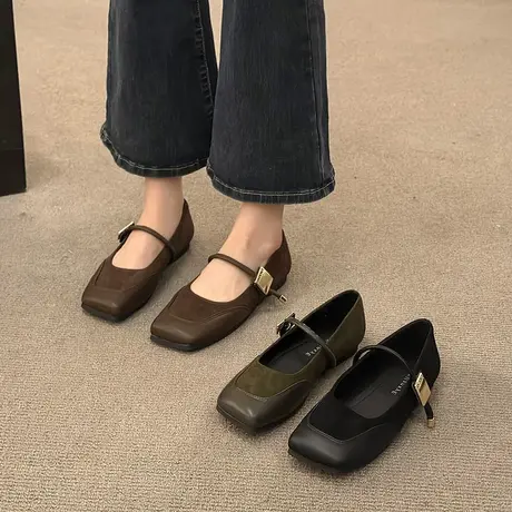 法式复古玛丽珍女鞋2024春新款复古休闲平底单鞋配裙子晚晚豆豆鞋图片