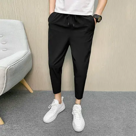 轻熟风男装高级感炸街裤子男配马丁靴的修身小脚裤痞帅高腰烟管裤商品大图