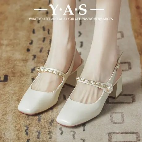 包头凉鞋女夏2024新款粗跟配裙子仙女风温柔玛丽珍高跟单鞋伴娘鞋商品大图