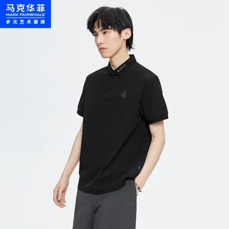 商场同款马克华菲鲸鱼字母刺绣短袖POLO衫男23夏新款时尚通勤上衣图片