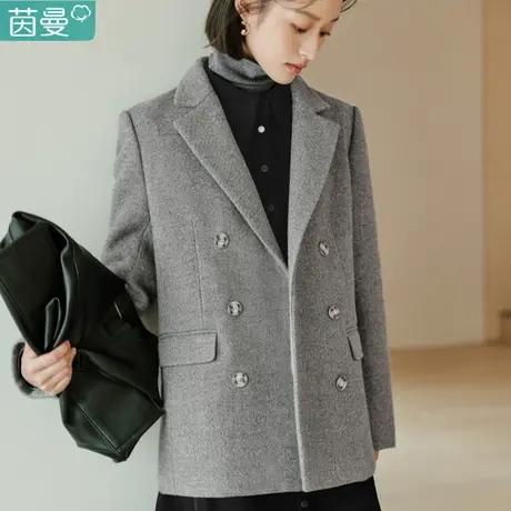 茵曼西装毛呢外套呢子大衣女2024新款秋冬季中长款高级感轻熟风图片