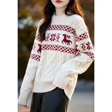 【宽松软糯毛衣】23冬新款圆领宽松柔软加厚针织衫女图片