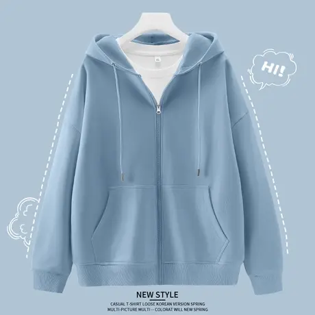 卫衣外套女秋冬加绒加厚2023年新款爆款学生连帽上衣拉链开衫春秋商品大图