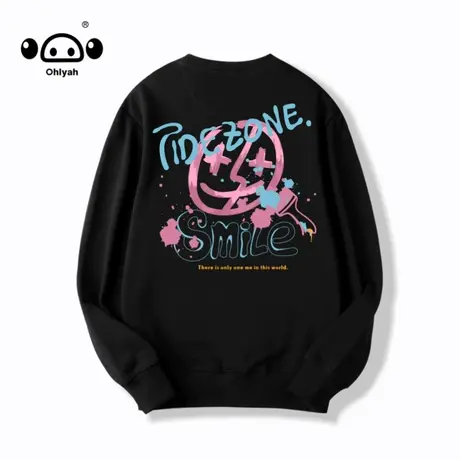 潮牌简约字母印花休闲打底衫街头宽松百搭情侣长袖薄款卫衣女定制商品大图