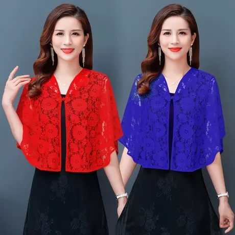 夏季配旗袍裙子蕾丝外搭女复古披风防晒衣小披肩宽松薄款坎肩罩衫图片