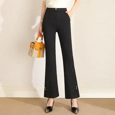 黑色喇叭裤气质女裤子2023春季新款高腰显瘦微喇长裤休闲西装裤子图片