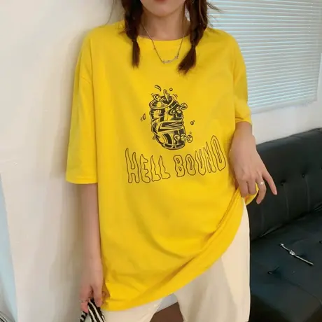 chic港味短袖t恤女夏季纯棉宽松韩版ins半袖设计感小众显瘦上衣服商品大图
