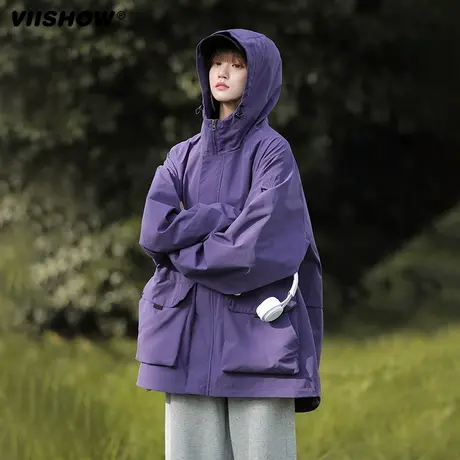 VIISHOW冲锋夹克夹克男户外工装三防连帽外套山系日系机能口袋宽商品大图