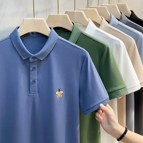 高端丝光棉polo衫男短袖小刺绣翻领新款夏季商务休闲男士t恤上衣商品大图