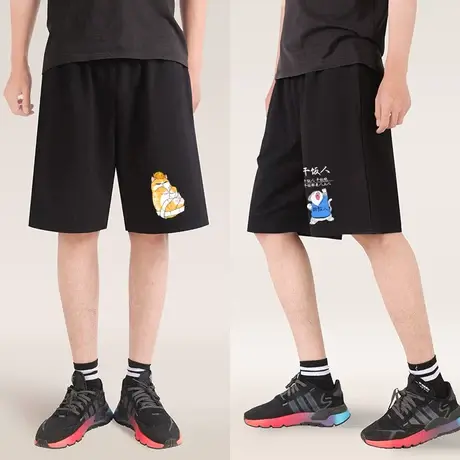 秀洛情侣可爱大橘猫猫咪柴犬秋田犬狗狗短裤男女五分裤夏季休闲裤商品大图