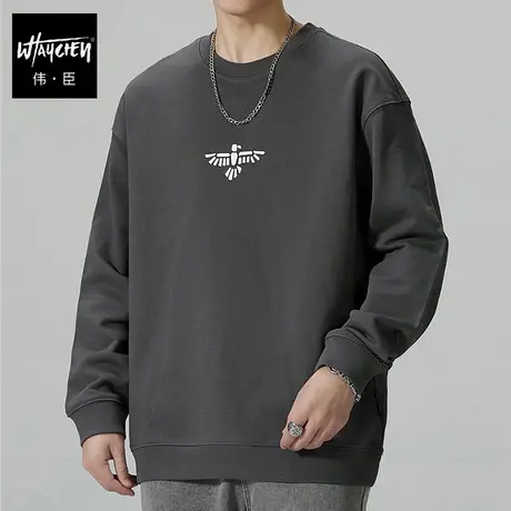 伟臣2023秋冬新品大码男式长袖卫衣胖子加肥加大宽松落肩肥佬上衣图片