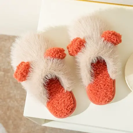 毛绒棉拖鞋冬季情侣家用秋冬天可爱毛毛鞋韩版居家防滑室内保暖男商品大图