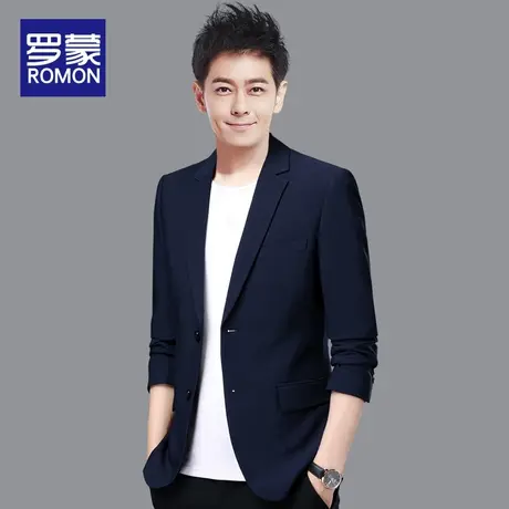 罗蒙2024新款春秋季单西服男士纯色韩版商务休闲英伦风小西装外套图片