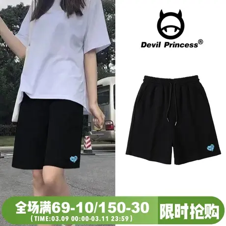 港风ins风百搭学院风高腰显瘦五分裤宽松直筒2025夏季新款短裤女商品大图