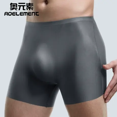 男士冰丝内裤男3D冲模四角裤无痕薄款平角裤加长运动夏季短裤衩头商品大图