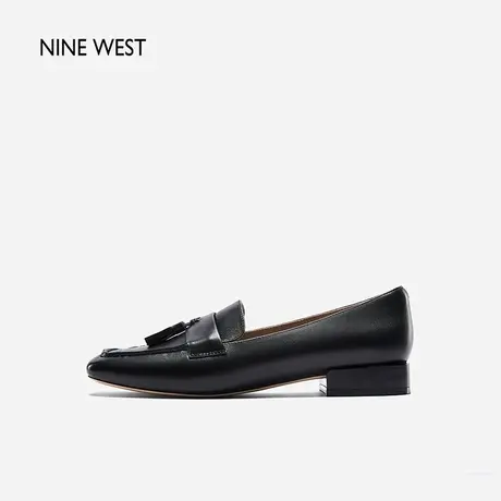 Nine West/玖熙方头流苏单鞋女春季新款低跟通勤一脚蹬乐福鞋百搭图片
