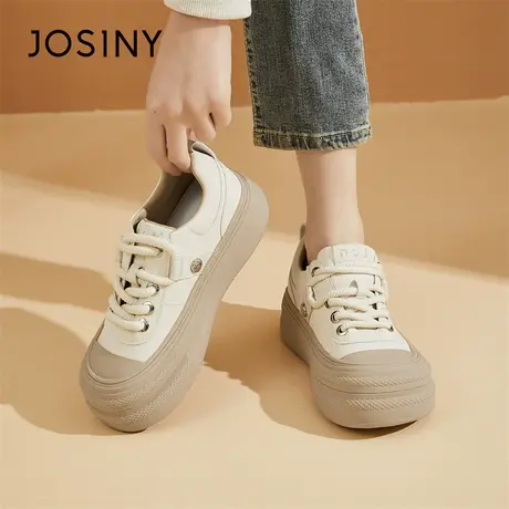 Josiny/卓诗尼小白鞋2024新款春季软底运动休闲厚底柔软舒适板鞋商品大图