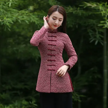 筠雅唐装女中国风改良旗袍小棉袄中式棉服上衣加厚加棉盘扣外套冬商品大图