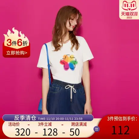 Juicy Couture橘滋23女装新款晕染彩虹印花短袖T恤商品大图