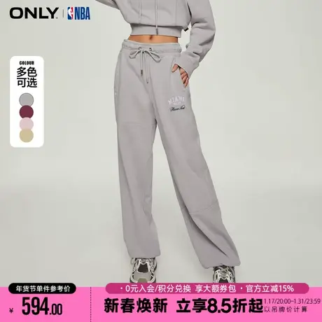 ONLY夏季NBA联名款做旧简约质感刺绣休闲裤长裤女|12411D005商品大图