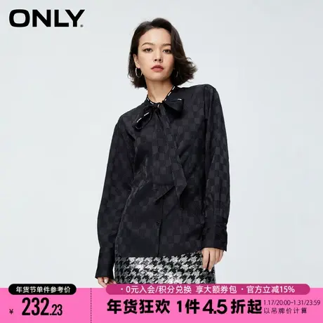 ONLY夏季新中式国风通勤百搭简约休闲字母满印翻领小衫衬衫女商品大图