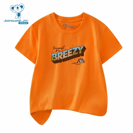 XD真维斯男童春季新款潮酷个性百搭中大童时尚纯棉男短袖T恤图片