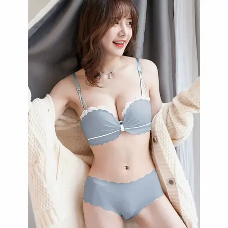 奥维丝丽内衣女小胸聚拢无钢圈半杯无肩带性感甜美套装美背文胸商品大图