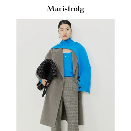 【双面呢大衣】玛丝菲尔冬季新款灰色西装版型毛呢外套图片