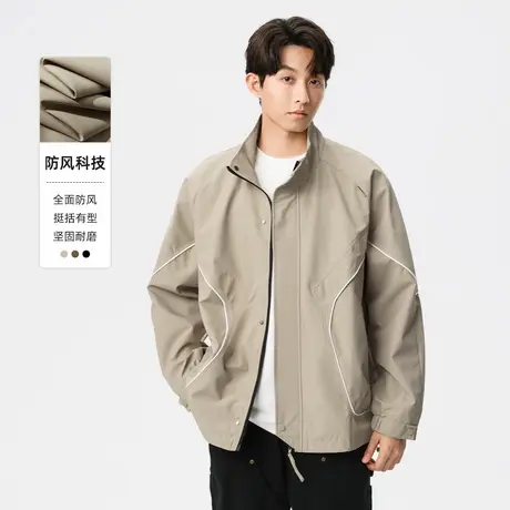 hansca户外三防立领外套男士2025新款春秋季宽松休闲工装冲锋夹克图片